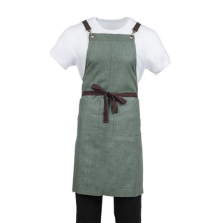 Southside Linen Blend Bib Apron Forest Green - BB690