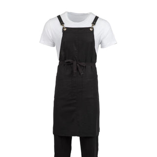 Southside Linen Blend Bib Apron Black - BB691