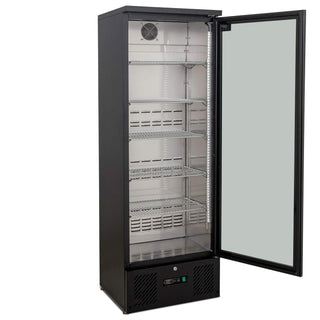 AG Equipment 300L Upright Glass Door Display / Backbar Fridge - Black B300G