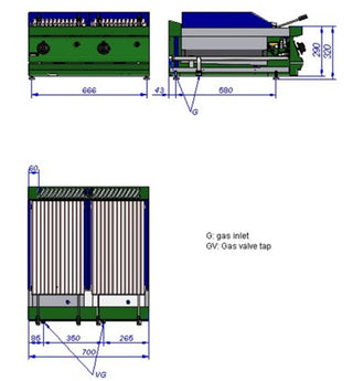 700 Series Gas Charcoal 2 Grid Grill - Fagor BG7-10