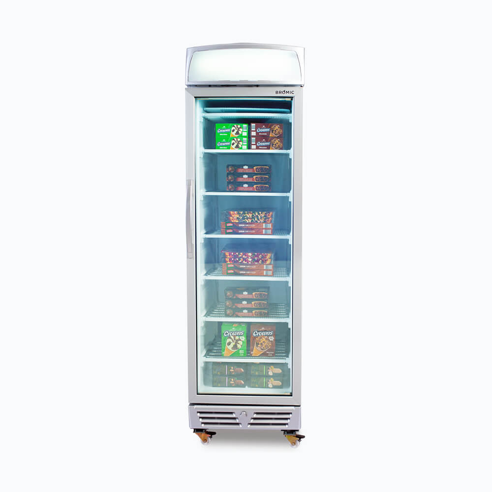 Bromic Upright Display Freezer with Lightbox Flat Glass Door 300L UF0374LS- Bromic Refrigeration BR-3736046