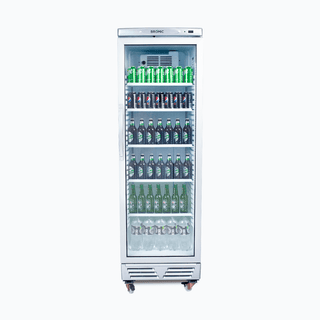 Bromic Upright Display Fridge - 372L - 1 Door - Flat Glass - White with Silver Trim GM0374-NR