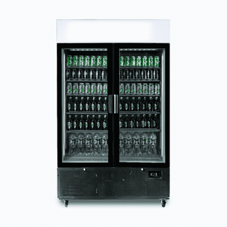 Bromic Upright Display Fridge - 1082L - 2 Door - Flat Glass - Lightbox - Black GM1100LB-NR