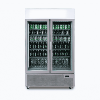 Bromic Upright Display Fridge - 1082L - 2 Door - Flat Glass - Lightbox - Silver GM1100LS-NR