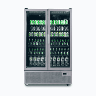 Bromic Upright Display Fridge - 1126L - 2 Door - Flat Glass - Silver GM1100S-NR