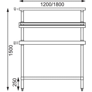 Stainless Steel Prep Station with Gantry 1200mm- Vogue CB908