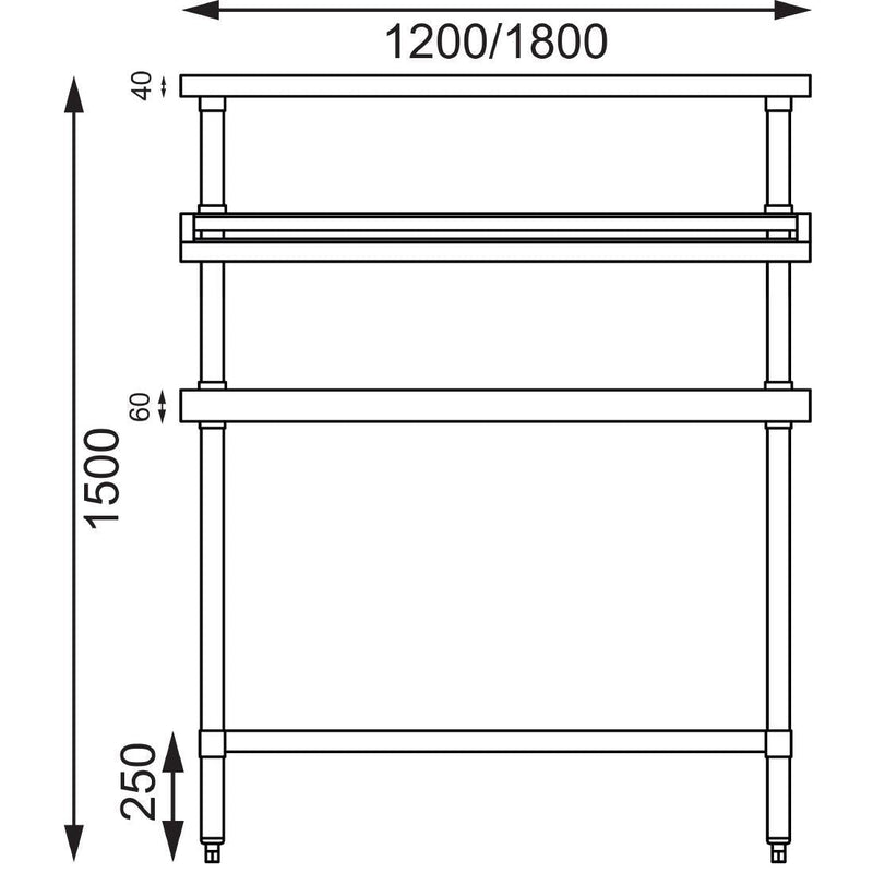 Stainless Steel Prep Station with Gantry 1200mm- Vogue CB908