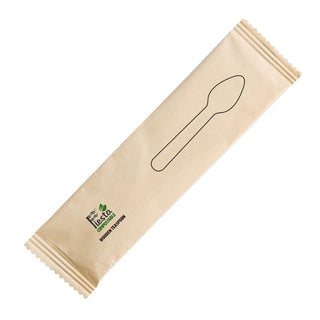 Fiesta Compostable Individually Wrapped Wooden Teaspoons (Pack of 500) - CH085