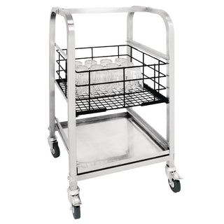 3 Tier Glass Racking Trolley for 425mm Baskets- Vogue CL269