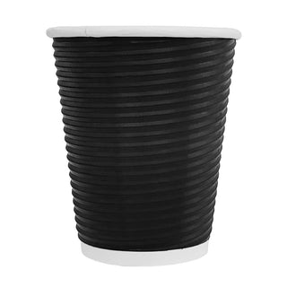 Fiesta Recyclable Takeaway Coffee Cups Ripple Wall Kraft Black 225ml (Pack of 25) - CM540