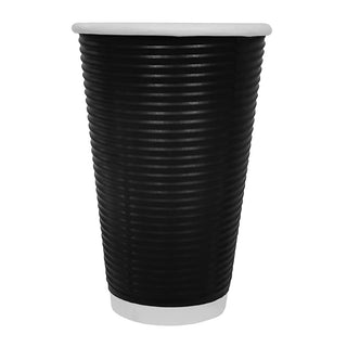 Fiesta Recyclable Takeaway Coffee Cups Ripple Wall Kraft Black 450ml (Pack of 500) - CM545