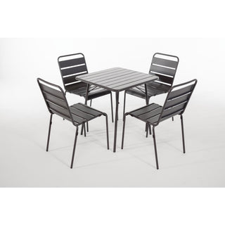 Slatted Steel Side Chairs Grey (Pack of 4)- Bolero CS727