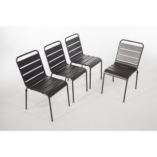 Slatted Steel Side Chairs Grey (Pack of 4)- Bolero CS727