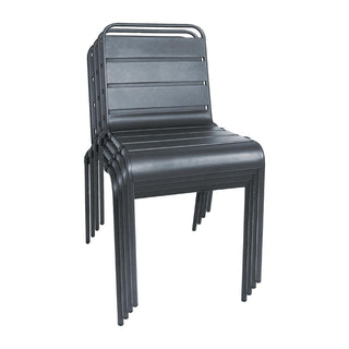 Slatted Steel Side Chairs Grey (Pack of 4)- Bolero CS727