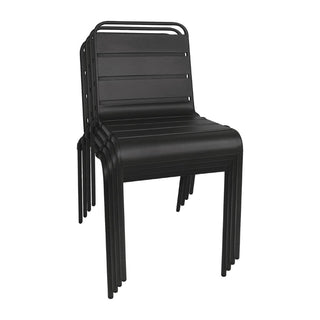 Black Slatted Steel Side Chairs (Pack of 4)- Bolero CS728