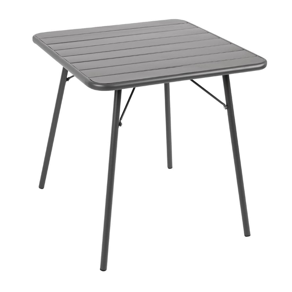 Square Slatted Steel Table Grey 700mm- Bolero CS730