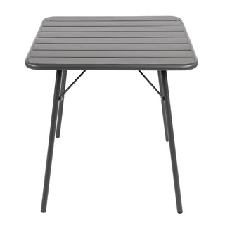 Square Slatted Steel Table Grey 700mm- Bolero CS730