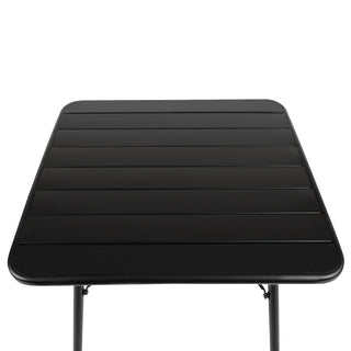 Square Slatted Steel Table Black 700mm- Bolero CS731