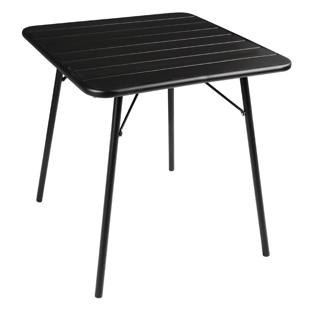 Square Slatted Steel Table Black 700mm- Bolero CS731