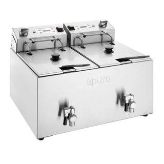 Apuro Twin Tank Electric Fryer with Timer - 2x8Ltr - 2x2.9kW - CU621-A