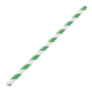 Fiesta Compostable Paper Straws Green Stripes (Pack of 250) - DE928