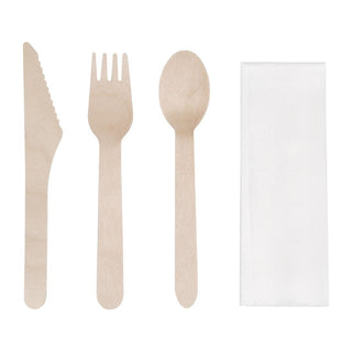 Fiesta Compostable Wooden Cutlery Meal Pack (Pack of 250) - DF422
