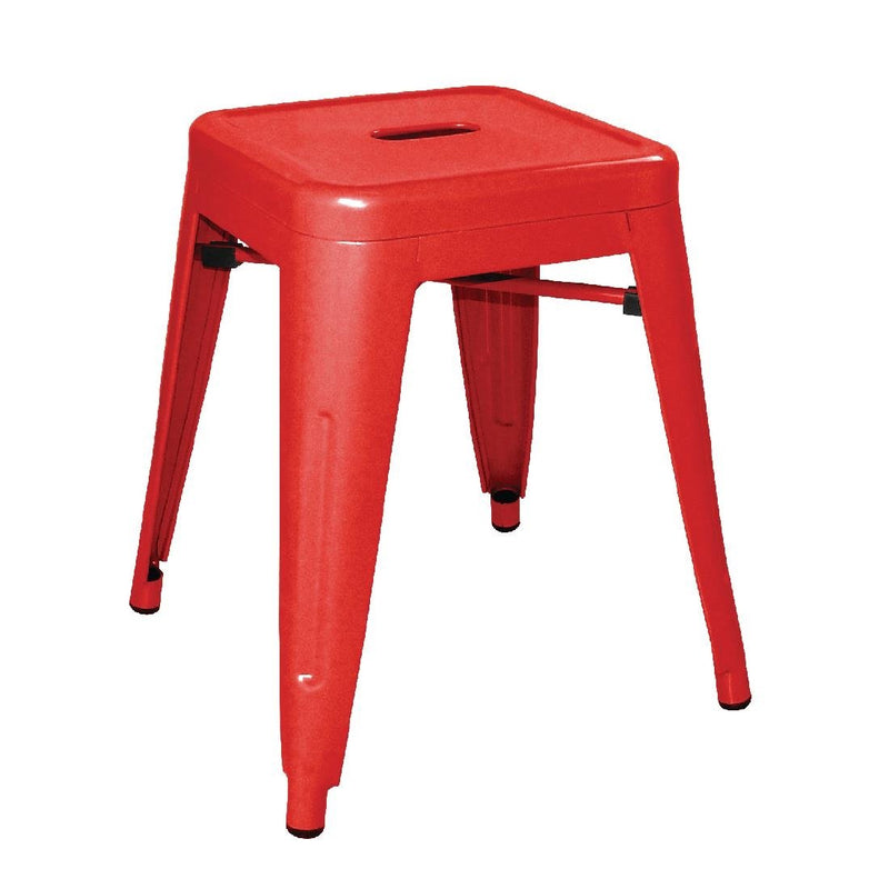 Low Metal Bar Stools Red (Pack of 4)- Bolero DL870