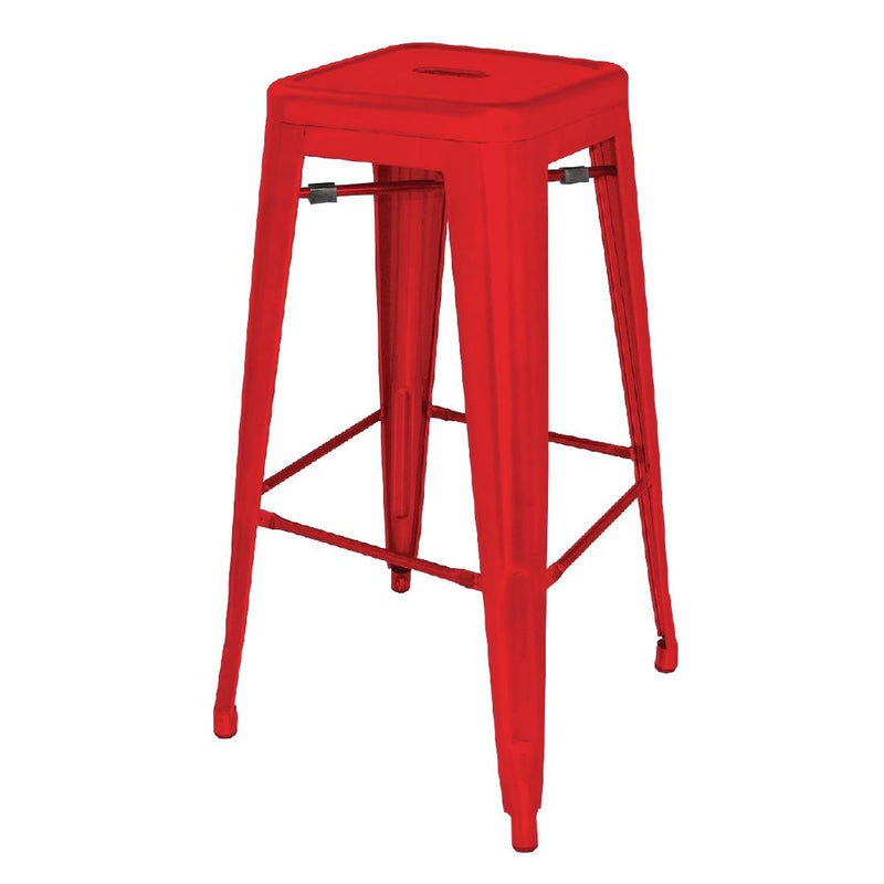 High Metal Bar Stools Red (Pack of 4)- Bolero DL871