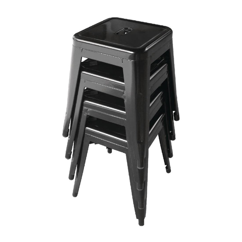 Low Metal Bar Stools Black (Pack of 4)- Bolero DL880