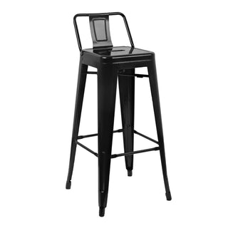 High Metal Bar Stools with Back Rests Black (Pack of 4)- Bolero DL882