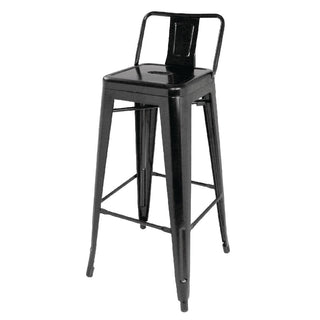 High Metal Bar Stools with Back Rests Black (Pack of 4)- Bolero DL882