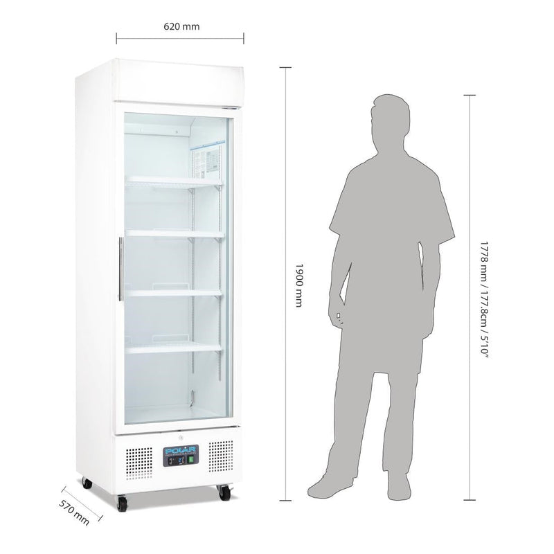 G-Series Upright Display Fridge White 350Ltr- Polar DM076-A