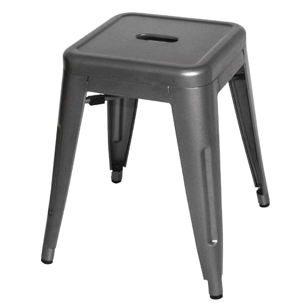 Low Metal Bar Stools Gun Metal Grey (Pack of 4)- Bolero DM933