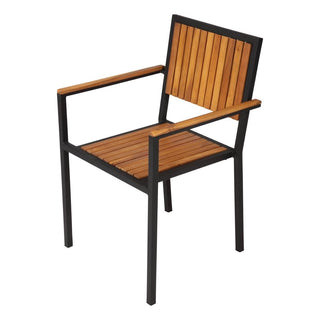 Steel & Acacia Armchair (Pack of 4)- Bolero DS151