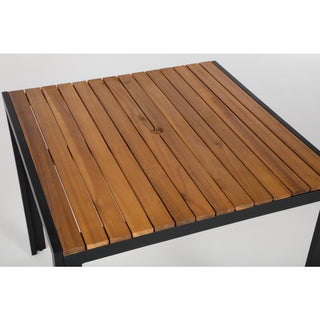 Square Steel and Acacia Table 800mm- Bolero DS152