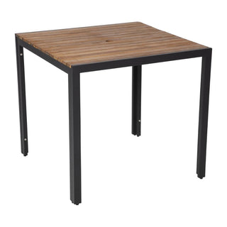 Square Steel and Acacia Table 800mm- Bolero DS152