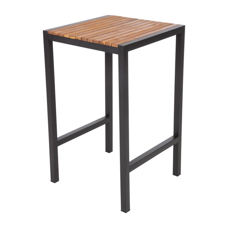 Square Steel and Acacia Bar Table 600mm- Bolero DS155