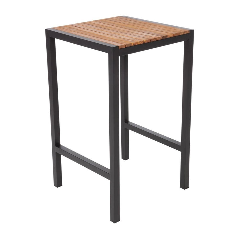 Square Steel and Acacia Bar Table 600mm- Bolero DS155