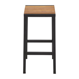 Black Steel & Acacia Wood Bar Stools (Pack of 2)- Bolero DS156