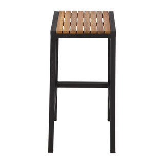 Black Steel & Acacia Wood Bar Stools (Pack of 2)- Bolero DS156