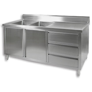 Modular Systems Kitchen Tidy Cabinet with Double Sink - 1800-2400MM Width - Left/Right Sink Position