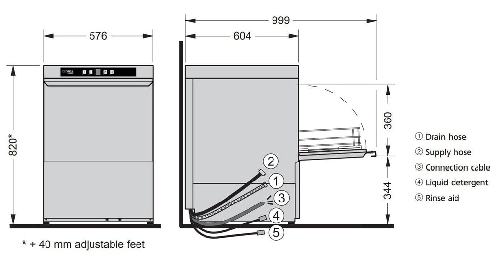 Ecomax Undercounter Glass & Dish Washer - 504- Hobart HB-ECOMAX504