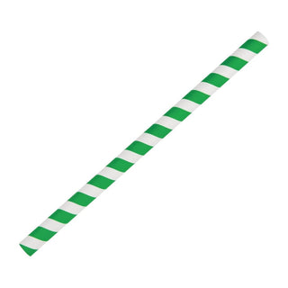 Fiesta Compostable Paper Smoothie Straws Green Stripes (Pack of 250) - FB148