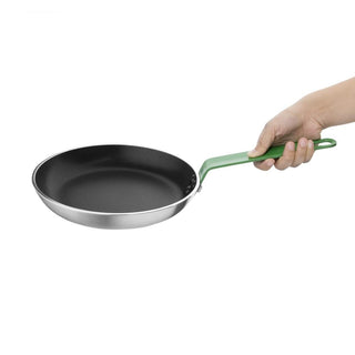 Non Stick Teflon Aluminium Frying Pan with Green Handle 200mm- Hygiplas FB470