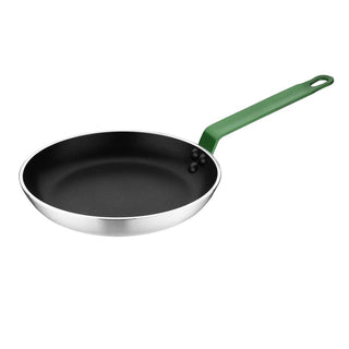 Non Stick Teflon Aluminium Frying Pan with Green Handle 200mm- Hygiplas FB470