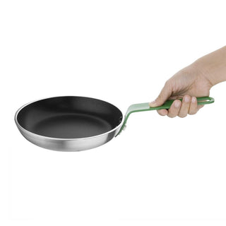 Non Stick Teflon Aluminium Frying Pan with Green Handle 240mm- Hygiplas FB471