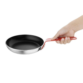 Non Stick Aluminium Frying Pan with Red Handle 200mm- Hygiplas FB473