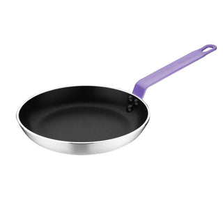 Non Stick Teflon Aluminium Frying Pan with Purple Handle 200mm- Hygiplas FB476