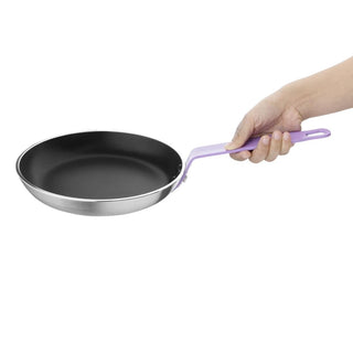 Non Stick Teflon Aluminium Frying Pan with Purple Handle 240mm- Hygiplas FB477