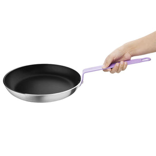 Non Stick Teflon Aluminium Frying Pan with Purple Handle 280mm- Hygiplas FB478